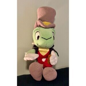 Disney's Pinocchio Jiminy Cricket Stuffed Toy Sitting Red Umbrella 10" Plush